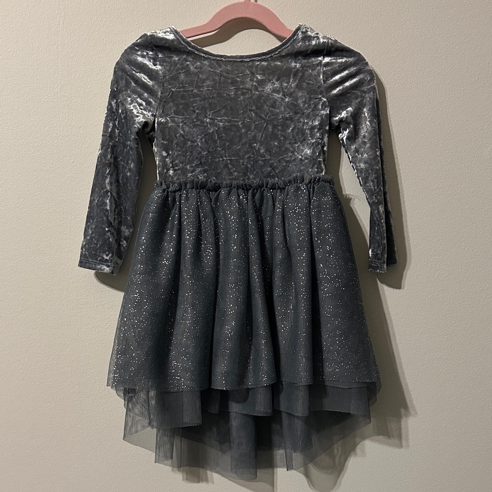 Cat & Jack Silver Velvet & Tulle Dress